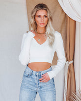 Terrace Crop Top aus kontrastierender Spitzenstrick
